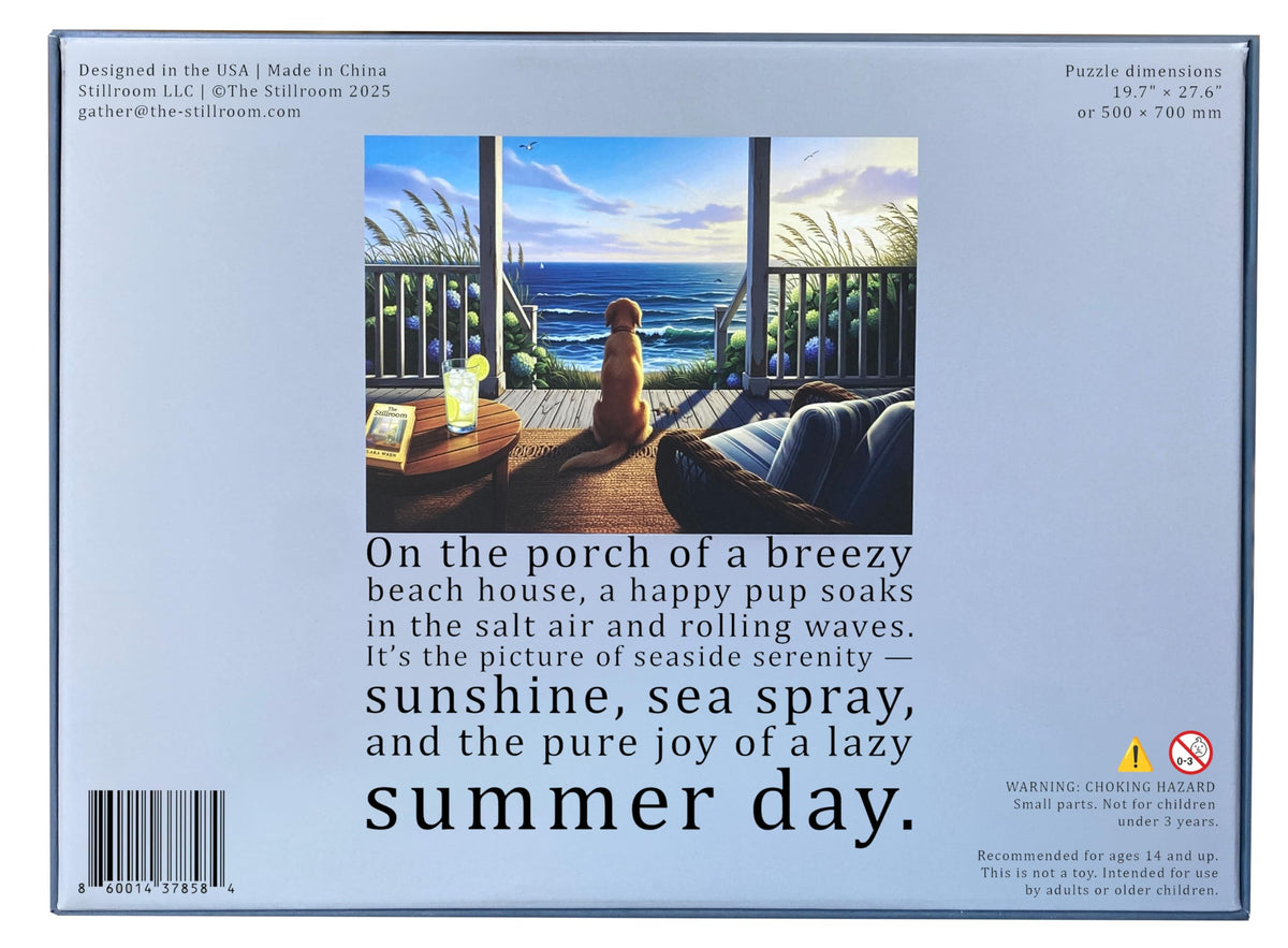 The Stillroom Ocean View with hydrangeas emphasizes serene, scenic distraction from daily routines.