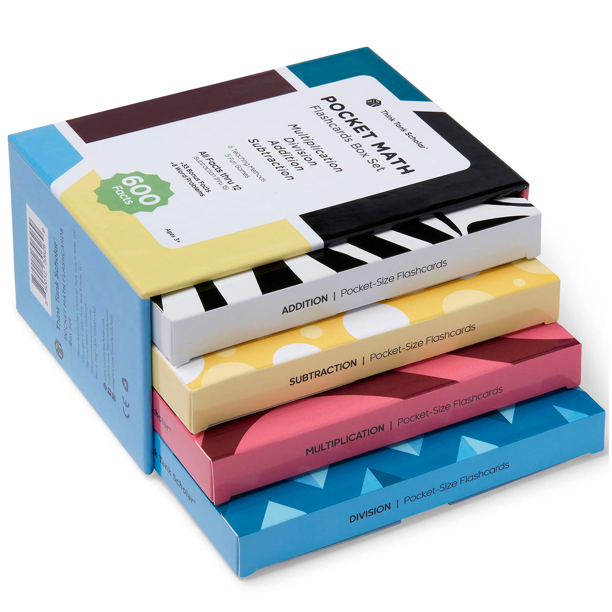 Think Tank Scholar 600 math flash cards, front view for quick fact recall and practice.