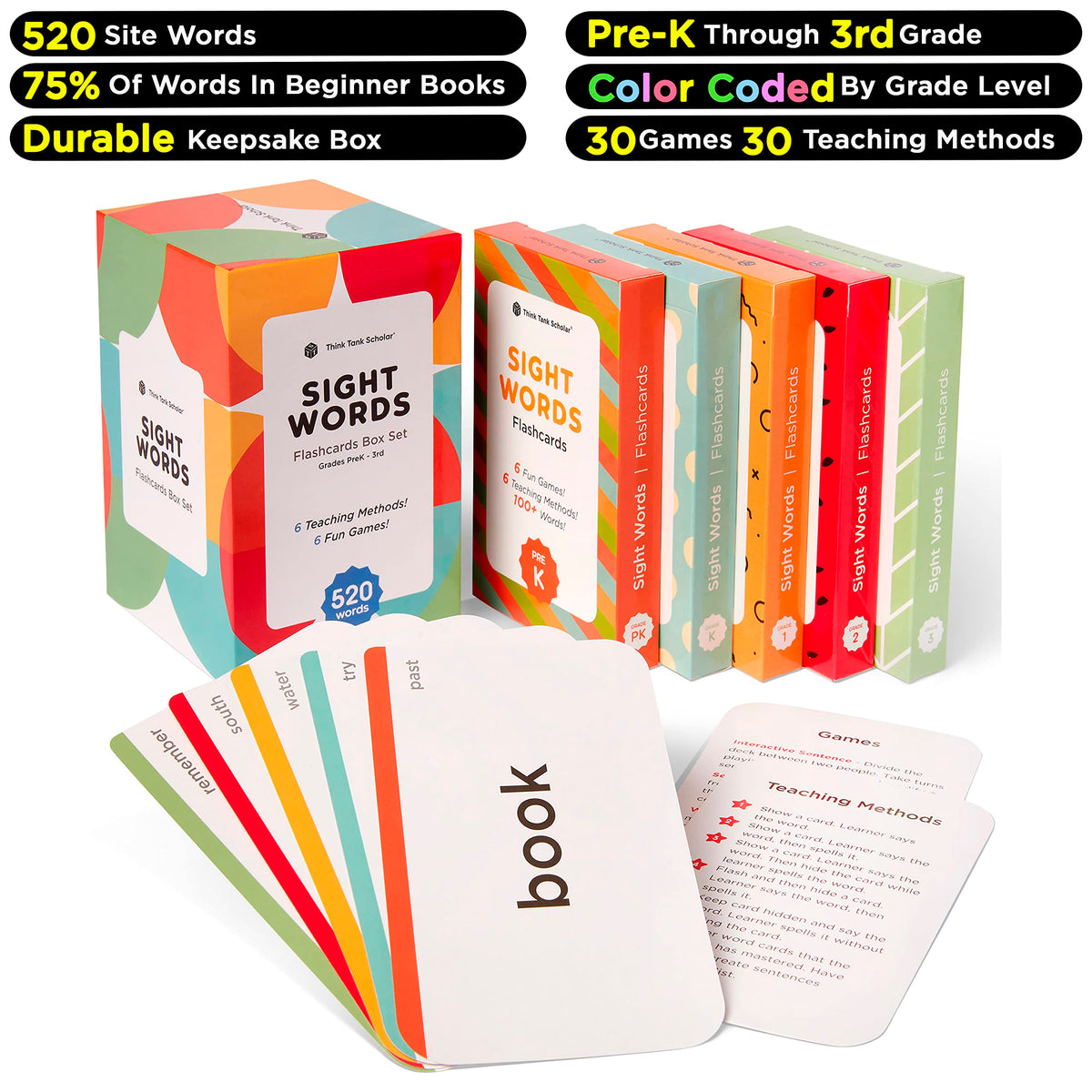 Think Tank Scholar jumbo-sized cards with bold print aid beginner readers