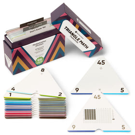 Think Tank Scholar triangle math flash card front with bold problems for quick practice.