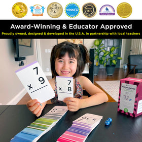 Think Tank Scholar visual aids on card backs clarify multiplication steps.