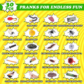 Think Wing prank gags variety illustrates classic and new pranks to entertain guests.