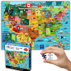 Think2Master Colorful US Map Puzzle assembly promotes geography learning with vibrant state colors.