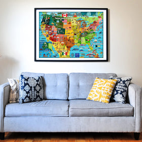 Think2Master puzzle pieces closeup with colorful state shapes and borders.