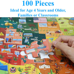 Think2Master US landmarks on map puzzle aids geography exploration and memory.