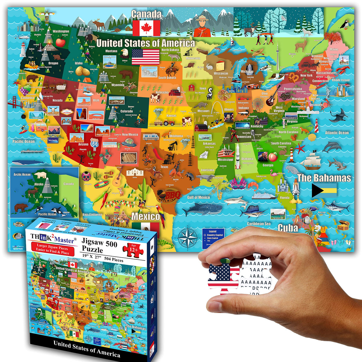 THINK2MASTER sturdy recycled cardboard pieces provide durable eco-friendly puzzle experience