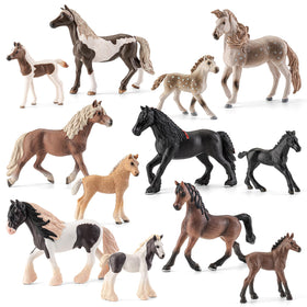 THINKBAY 12-pack horse figurines showing six breeds for imaginative play.