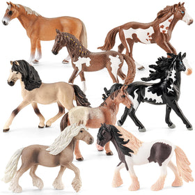 THINKBAY 8-piece horse figurines set for imaginative play and early learning.