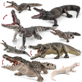 ThinkBay 8-piece large safari animal figurine set featuring adults and hatchlings for classroom play.
