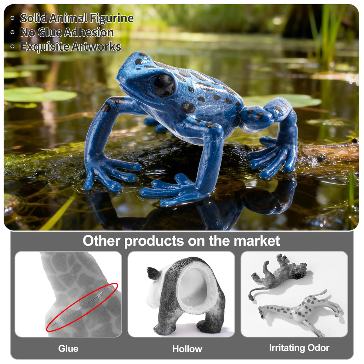 ThinkBay American bullfrog figurine ideal for dioramas and educational display