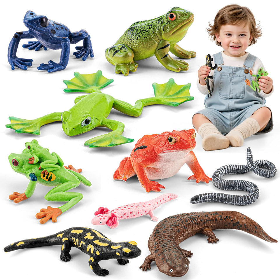 ThinkBay red-eyed tree frog figurine for realistic safari play and learning colors