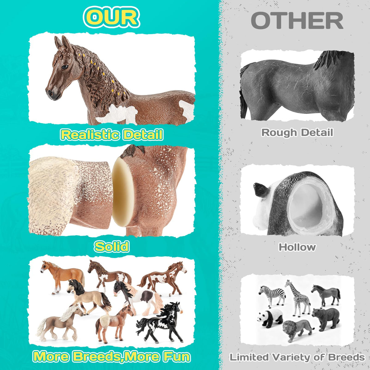 THINKBAY Appaloosa horse figurine supports educational breed exploration for toddlers.
