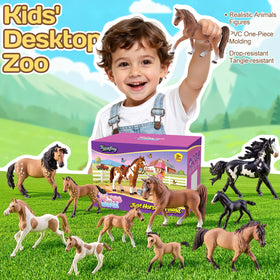 THINKBAY bay-and-white Pinto horse figurine supports storytelling and role play.