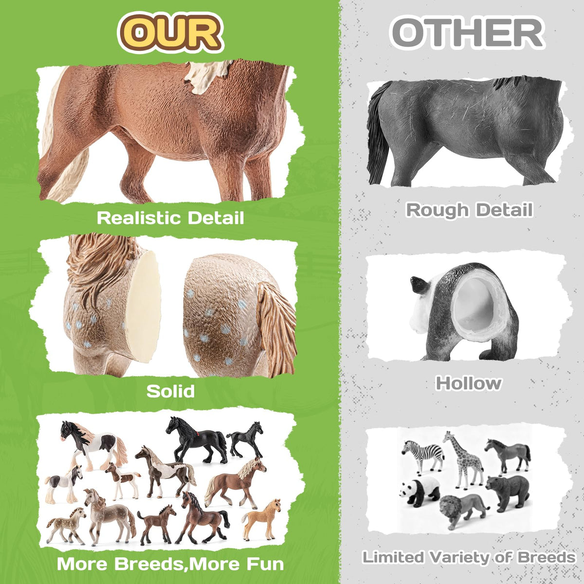 THINKBAY educational horse figures help children learn breed traits during play.