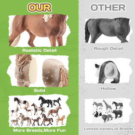 THINKBAY educational horse figures help children learn breed traits during play.