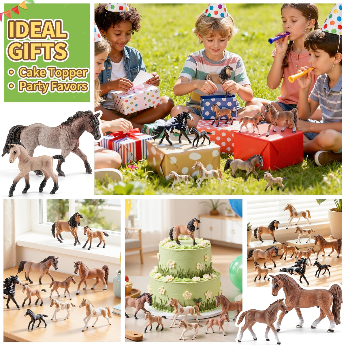 THINKBAY handcrafted horse figurines set highlights exquisite detail for creative play.