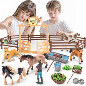 THINKBAY horse stable setup: realistic 56-inch play area for imaginative adventures.