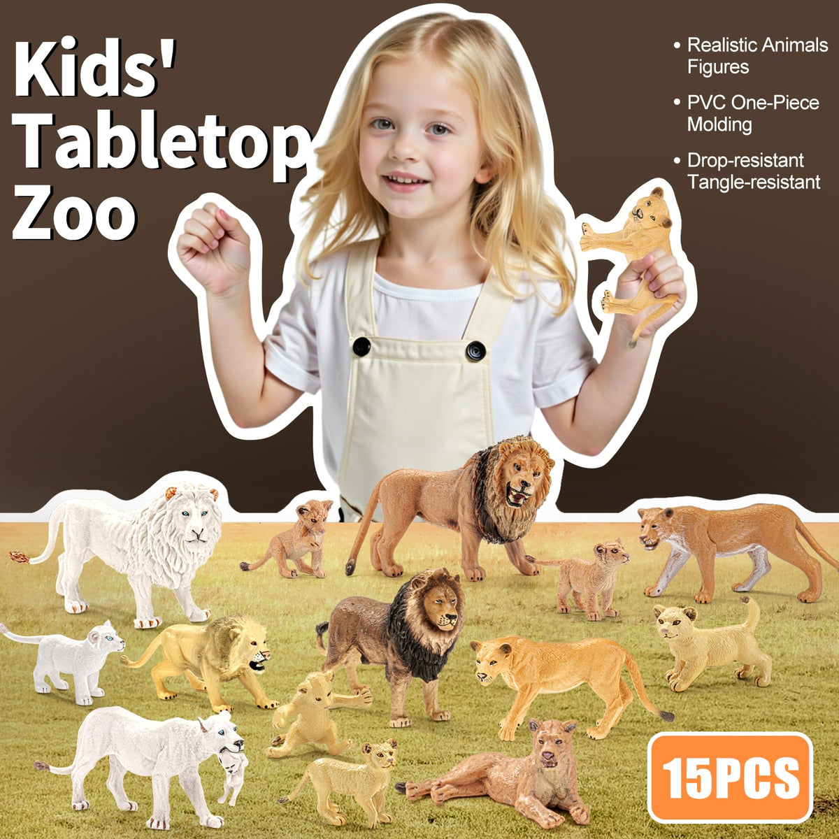 THINKBAY durable plastic lion figures built for hours of safe fun