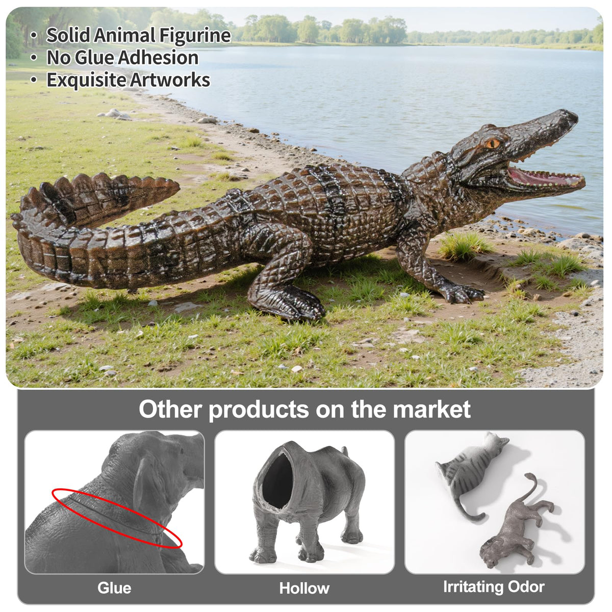ThinkBay nile-crocodile-with-baby figurine inspires imaginative play and display options.