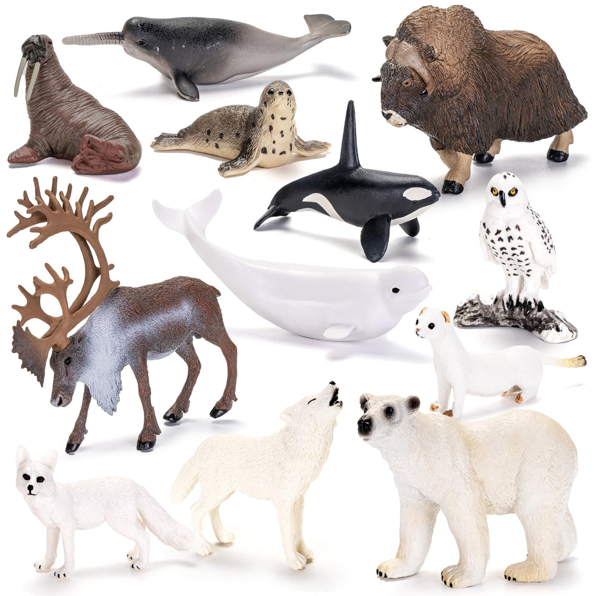ThinkBay polar bear figurine for educational Arctic wildlife playtime.