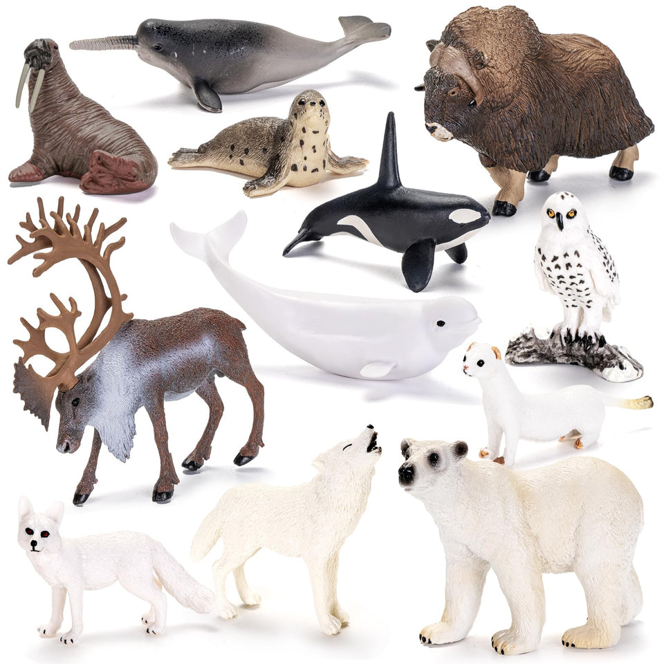 ThinkBay polar bear figurine for educational Arctic wildlife playtime.