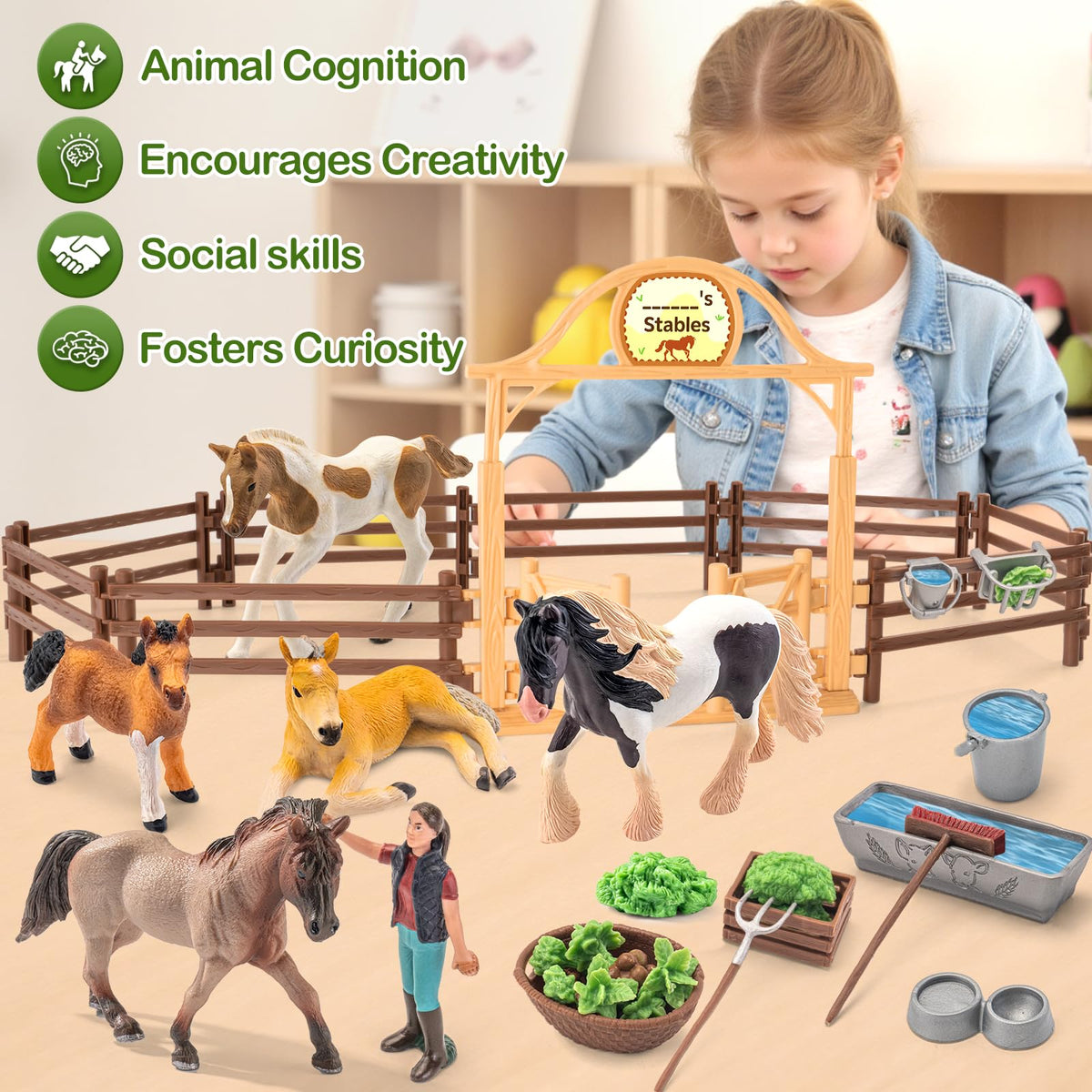 THINKBAY solid PVC horse toys: durable and safe for kids ages six and up.