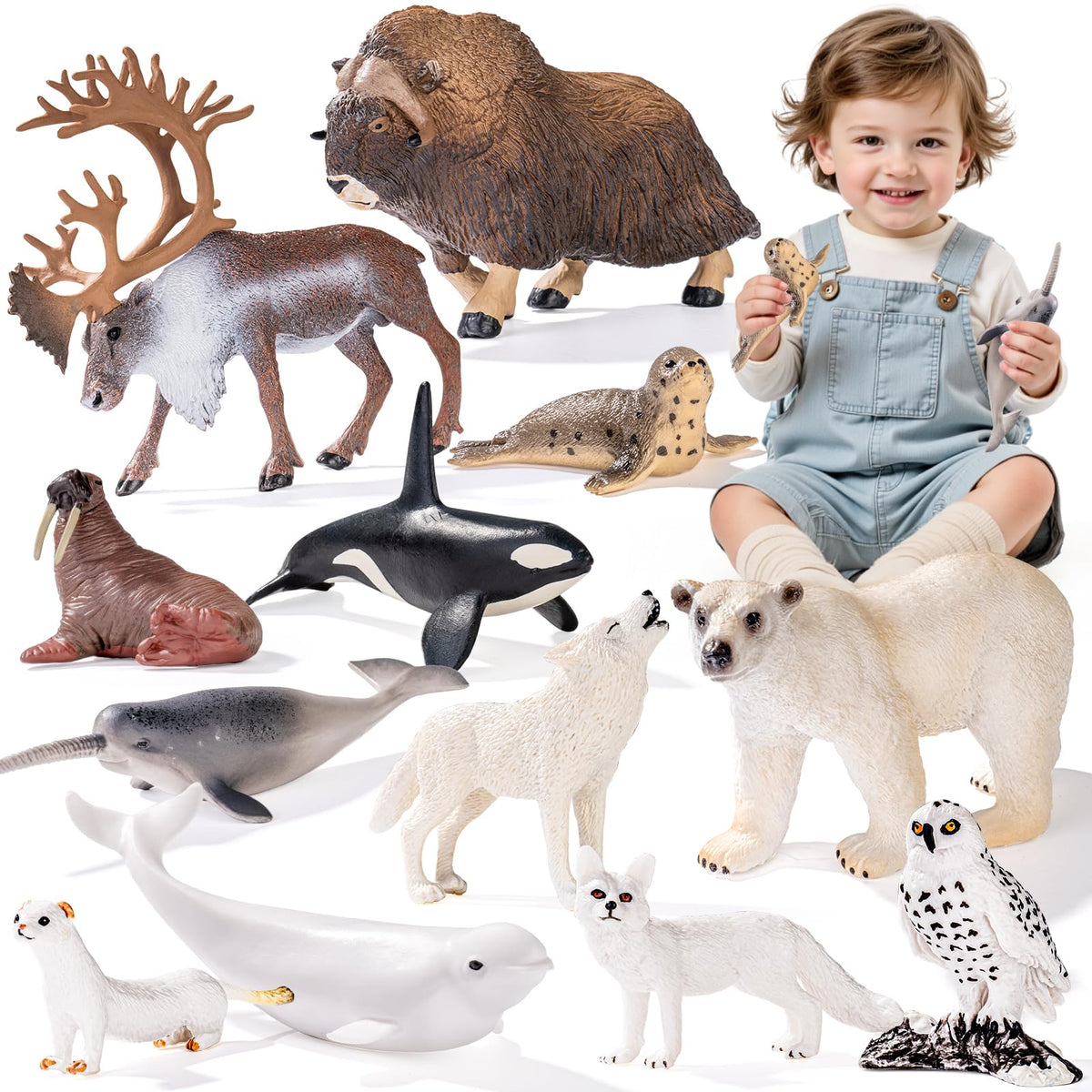 ThinkBay snowy owl figurine aids nighttime scenes and educational displays.