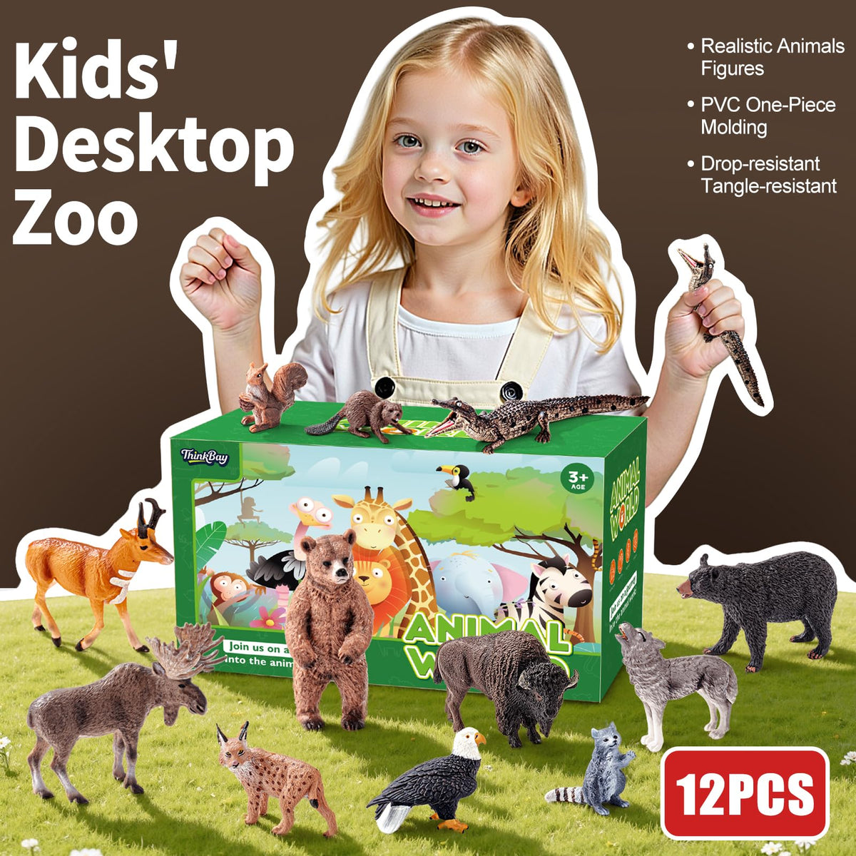 ThinkBay squirrel figurine supports energetic woodland pretend play and learning.