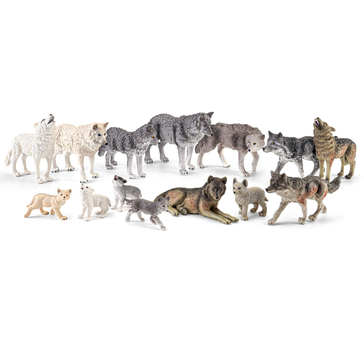 THINKBAY wolf figurines: complete family set for imaginative forest play