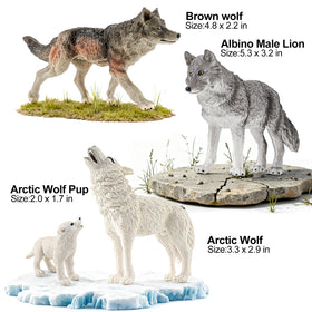 THINKBAY wolf figurines: female wolves detail—soft coloring for gentle forest scenes