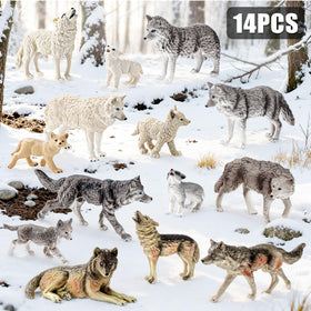 THINKBAY wolf figurines: male wolves detail with lifelike textures for realistic pretend play