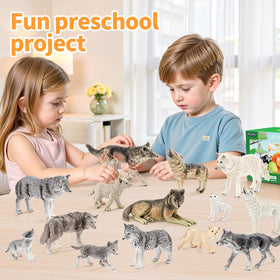 THINKBAY wolf figurines: realistic forest scene—great for play mats and dioramas