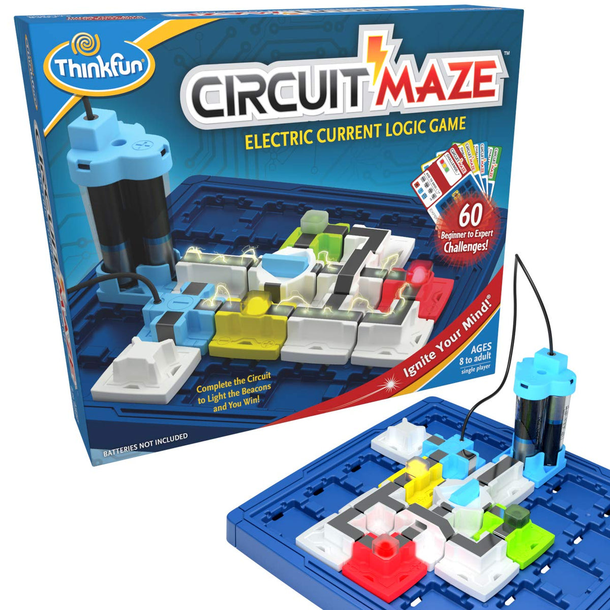 ThinkFun Circuit Maze grid and pieces for hands-on circuitry challenges