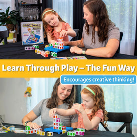 ThinkFun Gravity Maze Builder marble in motion over a challenging path.