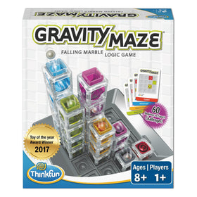 ThinkFun Gravity Maze game grid and towers for hands-on STEM exploration.
