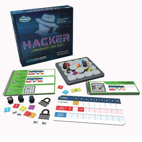 ThinkFun Hacker control panel highlights interactive setup for quick start and smooth gameplay