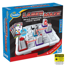 ThinkFun Laser Maze light-path board used to map beams and targets safely.