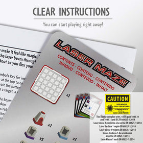 ThinkFun Laser Maze mirrors and beam splitters included to explore light paths and critical thinking.