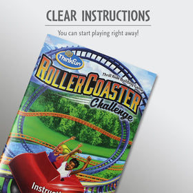 Challenge cards from ThinkFun Roller Coaster Challenge show puzzles