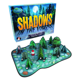 ThinkFun Shadows In The Forest game board in dark mode for family play.