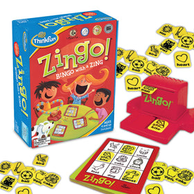ThinkFun Zingo box front with colorful tiles for engaging early learning