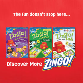 ThinkFun Zingo game play area with compact setup for travel