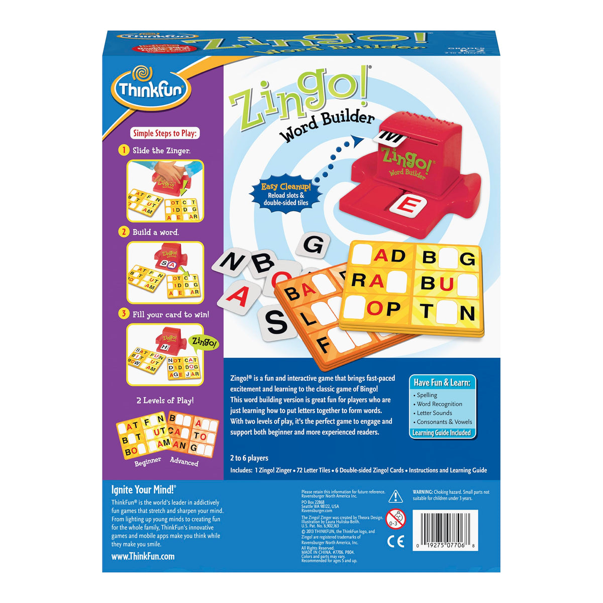 ThinkFun Zingo Word Builder family game night fosters engagement.