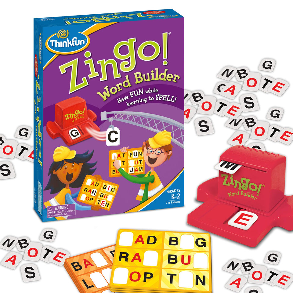ThinkFun Zingo Word Builder zinger and tiles boost early reading skills.