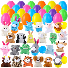 ThinkMax Easter eggs with 24 plush animals for playful basket fillers.