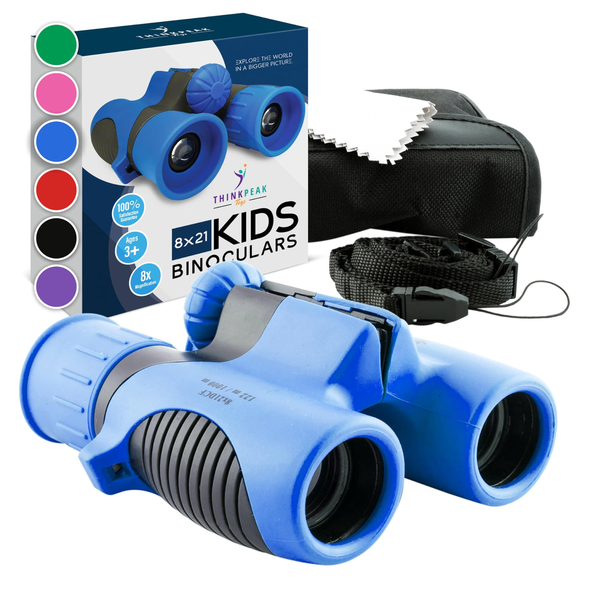 Think Peak Binoculars for kids blue compact design, easy outdoor viewing.