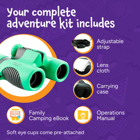 Think Peak Green Binoculars come with carrying case for portability.