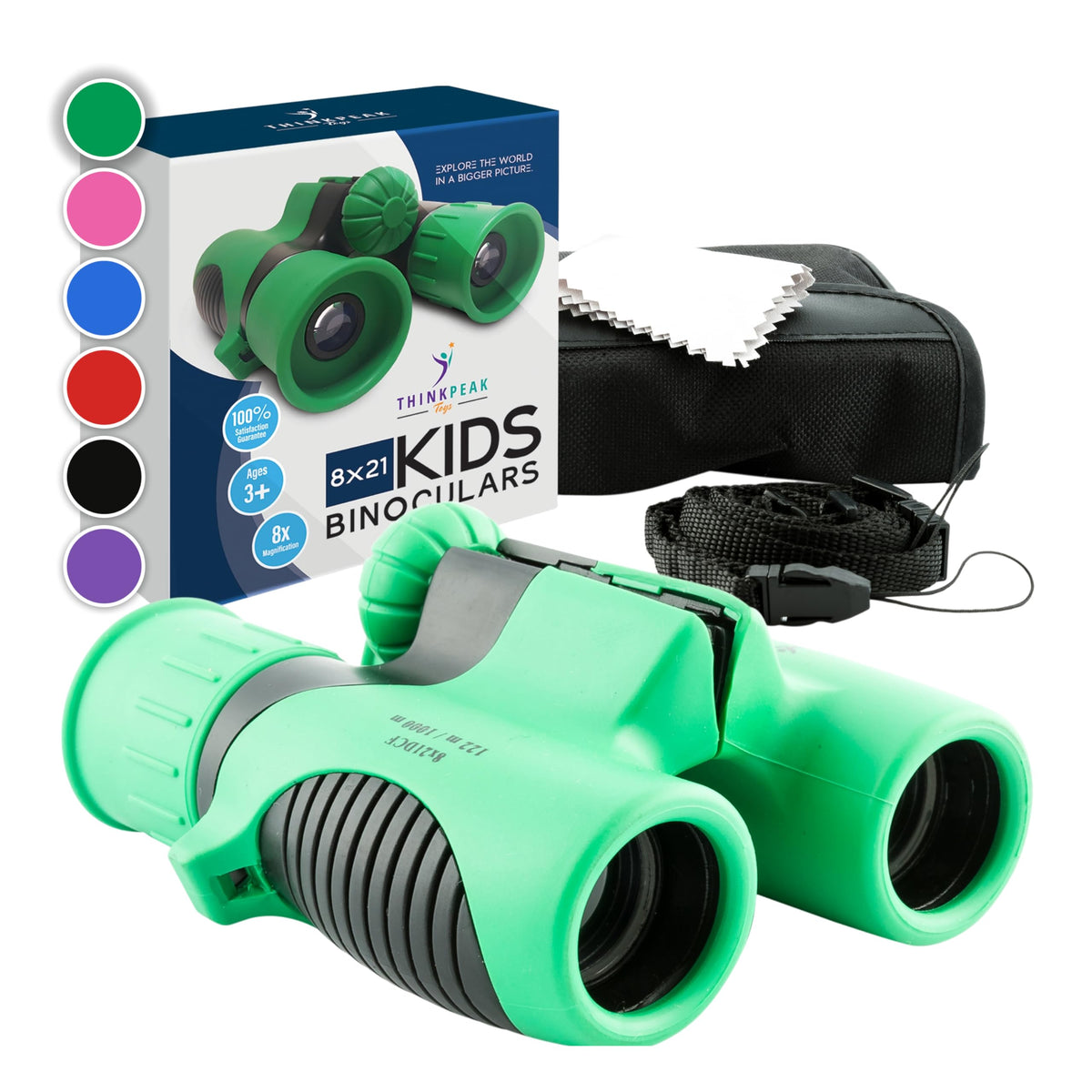 Think Peak Green Binoculars deliver compact viewing for outdoor adventures.
