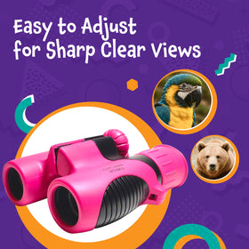 Think Peak pink binoculars with 4x21 magnification for beginner bird watching