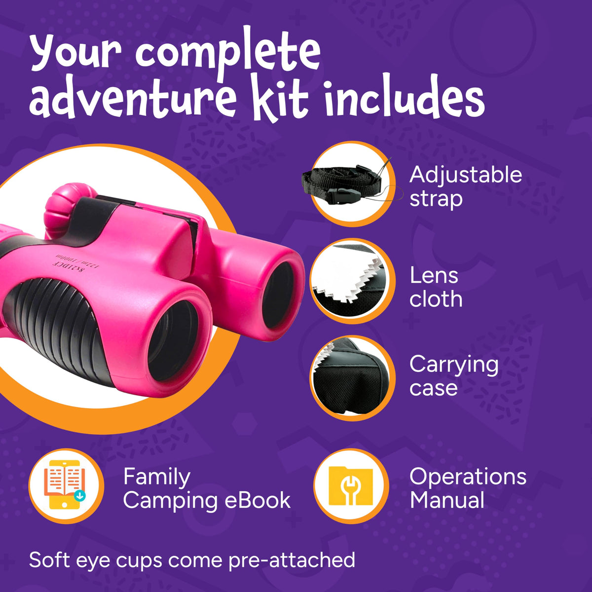 Think Peak pink binoculars center focus knob with rubber grip